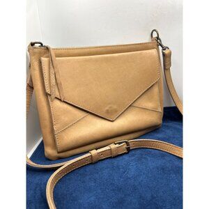 ABLE Tan Leather Crossbody Bag With Adjustable Strap & Magnetic Closure